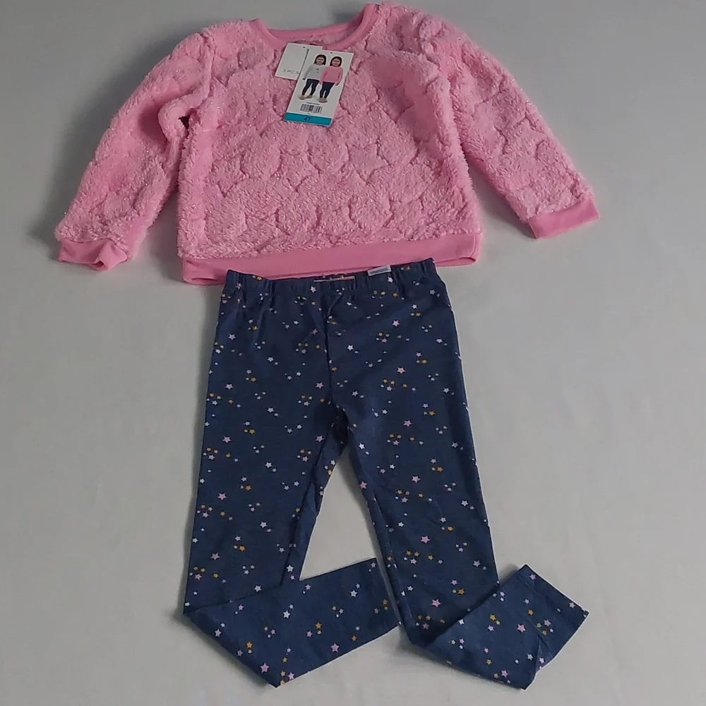 BCBG Girls set of 3 piece plush leggings top pullover‎ pink size 6